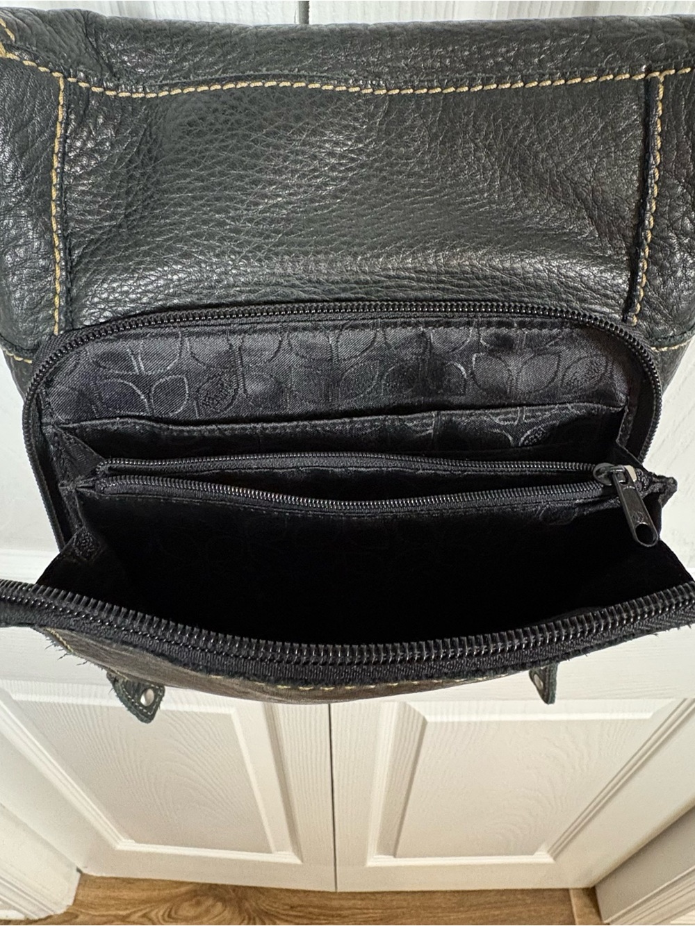 Fossil Long Live Vintage Black Leather Crossbody Bag Boho - Picture 6 of 14